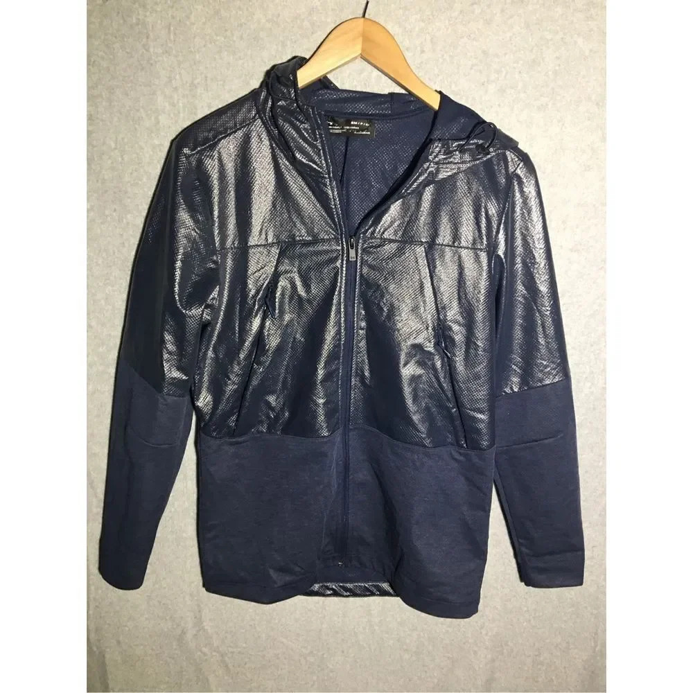 Mens Under Armour Windbreaker Navy Blue Jacket Wind Casual Zip Camping Outdoors